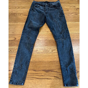 Men's Kollar Rockstar Buttonfly Jeans Faded Vintage Black Size 30 x 31